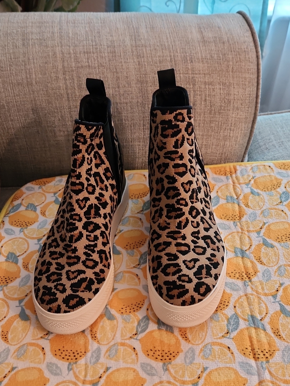 Steve Madden Leopard Print Slip-On Ankle Booties - Black & Tan